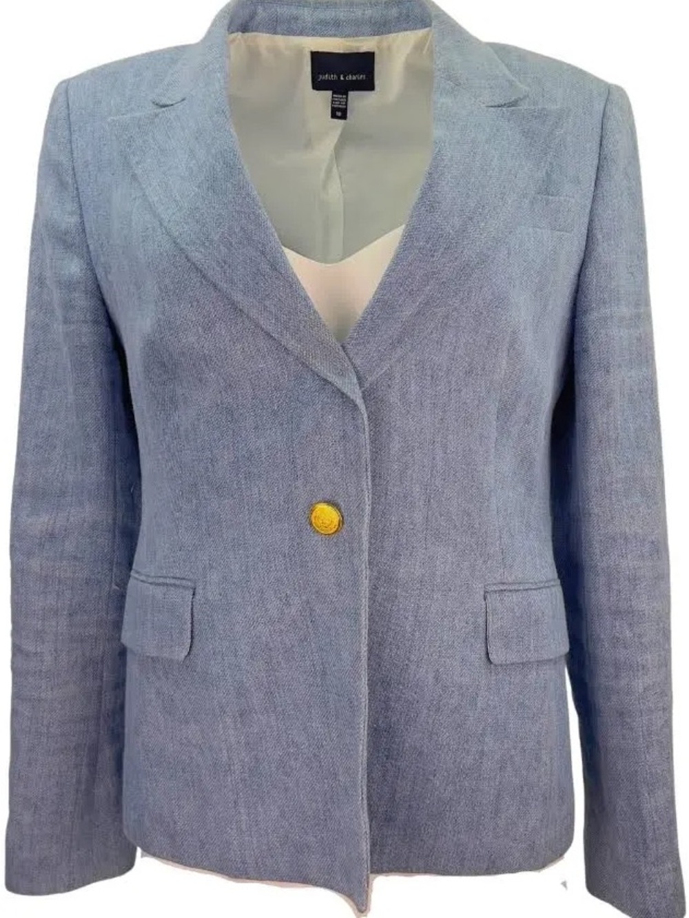 Judith & Charles 100% Linen Light Blue Single-Button Blazer S